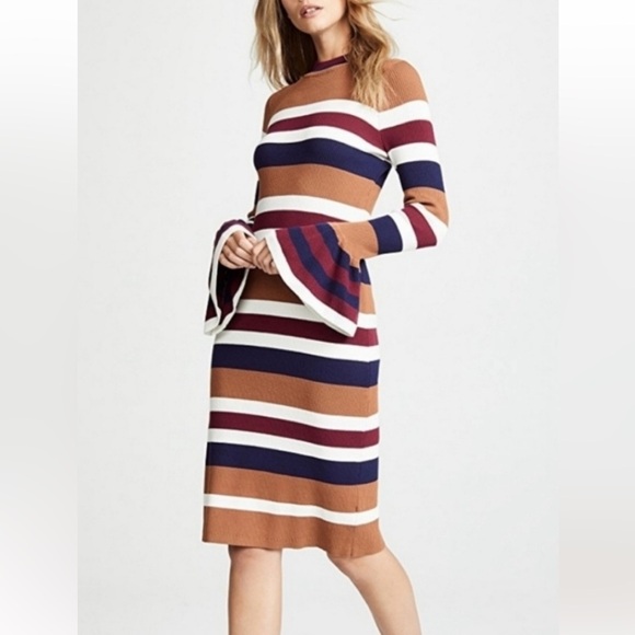 ENDLESS ROSE WOMENS STRIPED SWEATER DRESS BELL SLEEVE SMALL - Picture 1 of 7